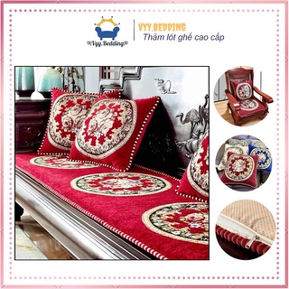 Thảm trải ghế tây âu vyy.bedding gấm cao cấp gồm 1 thảm dài theo kích thước ghế m6,m8,2m và 2 thảm ngắn 55x55cm