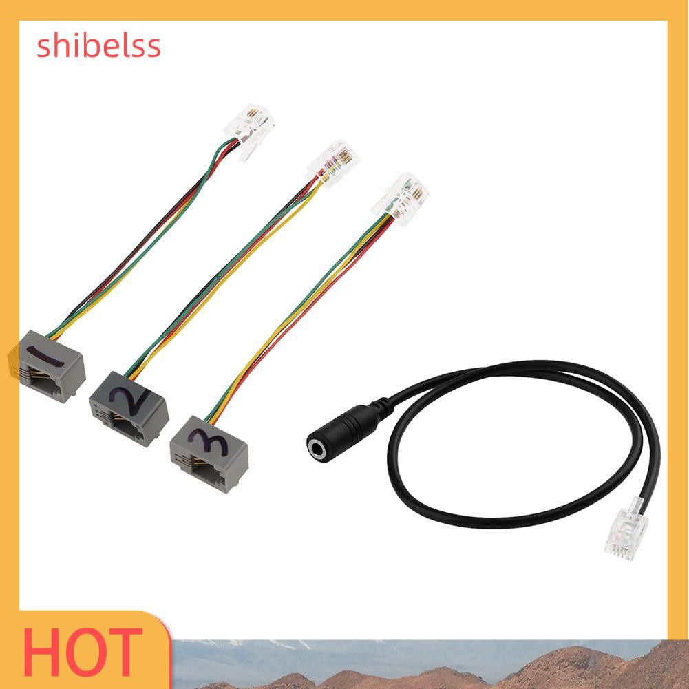 Shibelss RJ9 4P4C Male to 3.5mm Female Headset Audio Converter Adapter Cable Wire