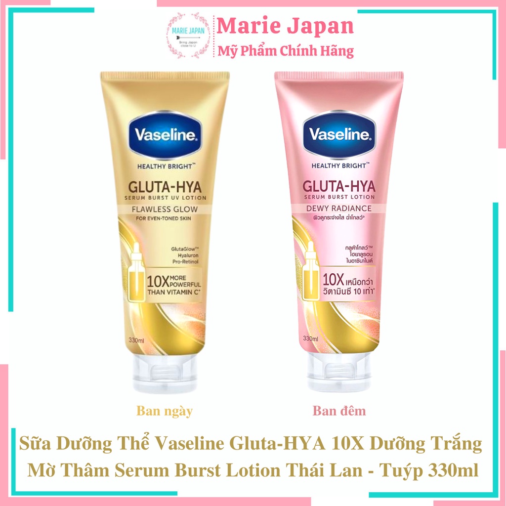 Sữa Dưỡng Thể Vaseline Gluta-HYA 10X Dưỡng Trắng Mờ Thâm Serum Burst Lotion Thái Lan - Tuýp 330ml | BigBuy360 - bigbuy360.vn