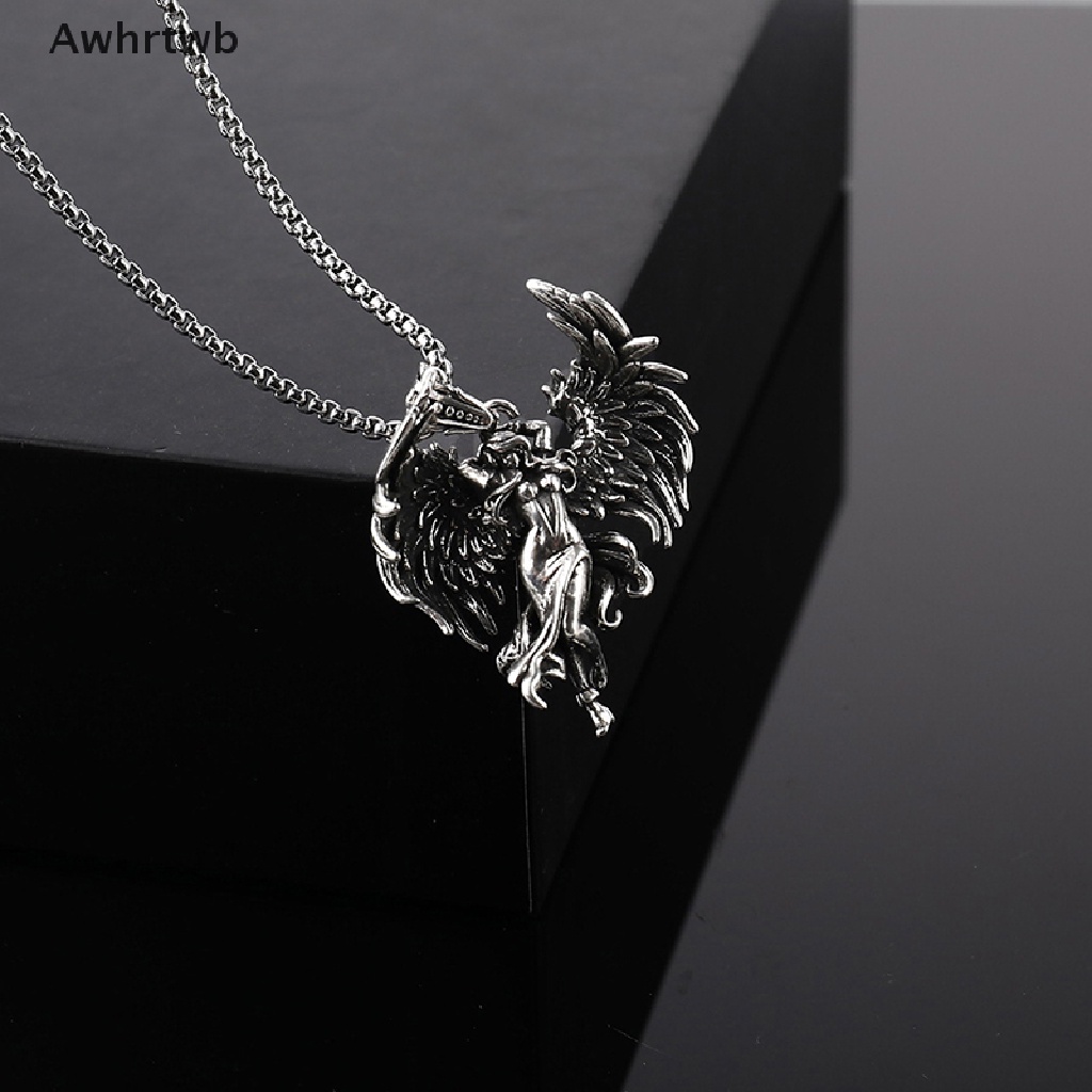 Vòng cổ Mặt Hình Thiên Thần Ác Quỷ Màu Bạc Phong Cách Vintage Cho Nam Và Nữ Mới