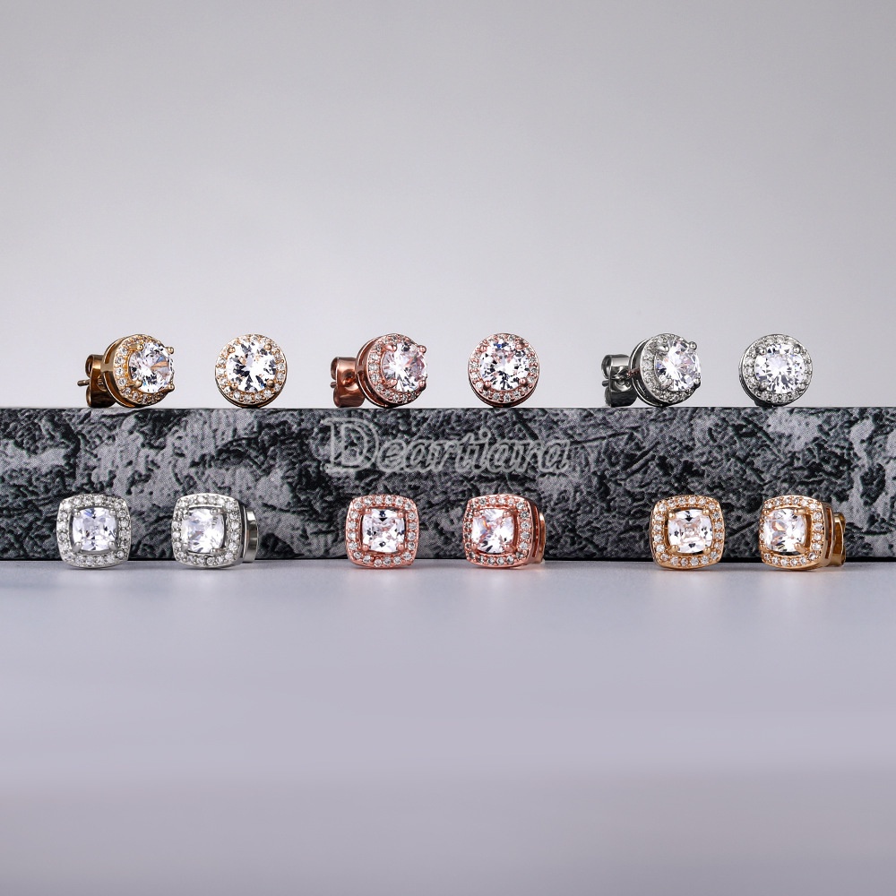 Bông tai đính đá zircon thiết kế sáng tạo độc đáo