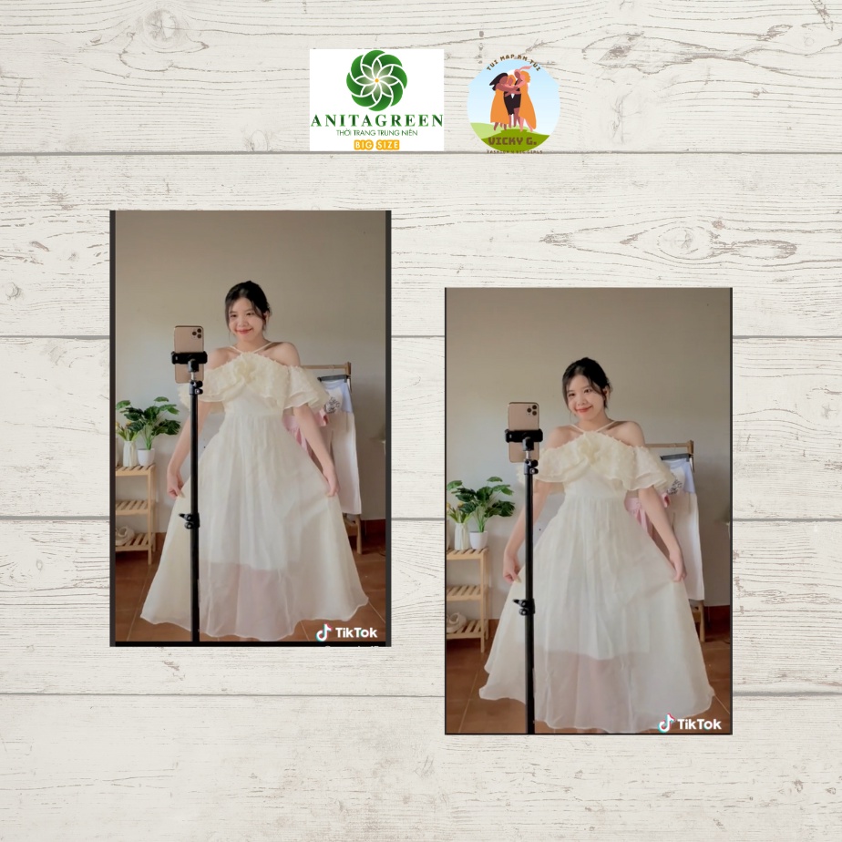 Đầm maxi hở vai xoè bồng bềnh cao cấp bigsize chubby  NG02-0822