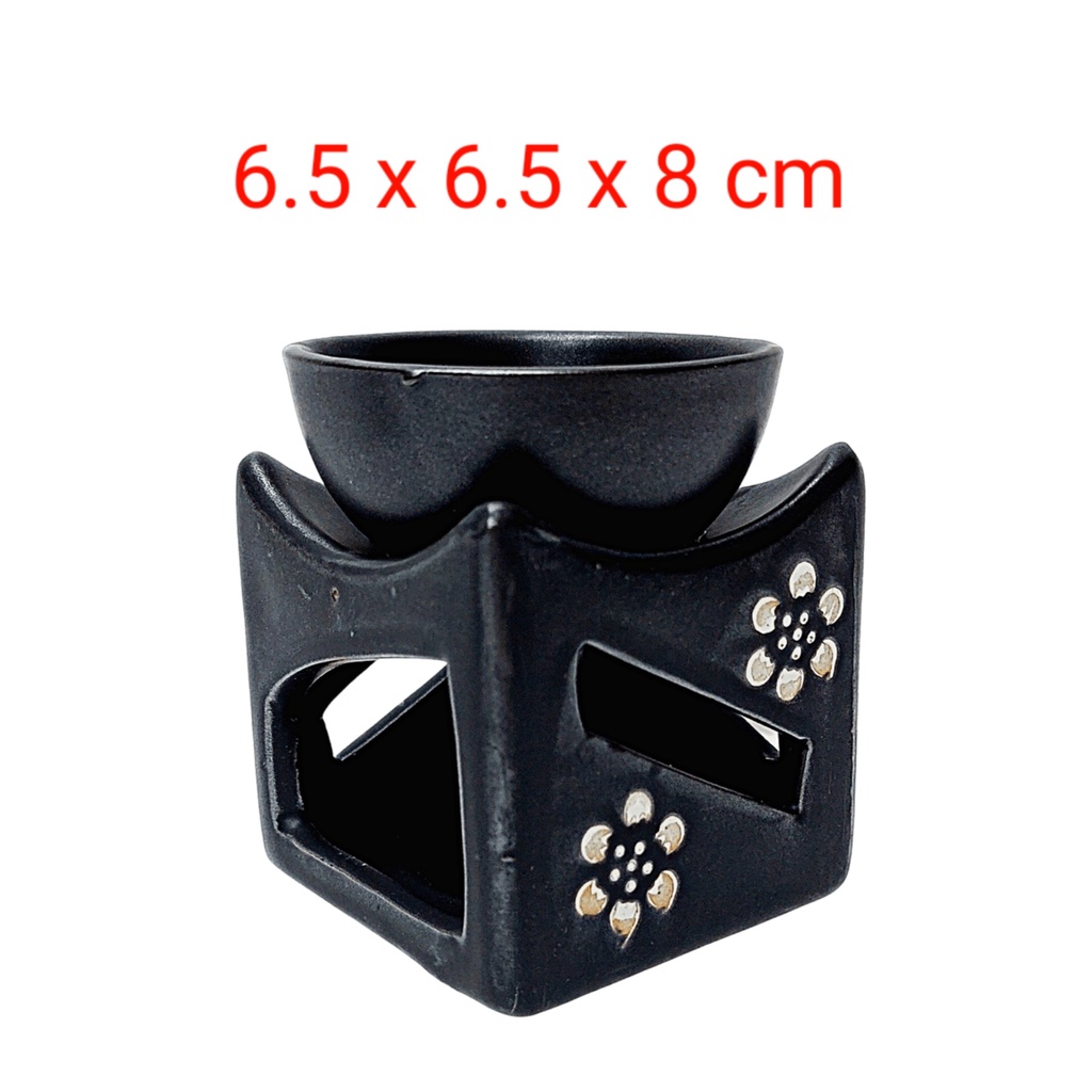 Đèn xông tinh dầu gốm sứ mini chứa nhiều nước họa tiết hoa đào đốt bằng nến tealight - Better Life