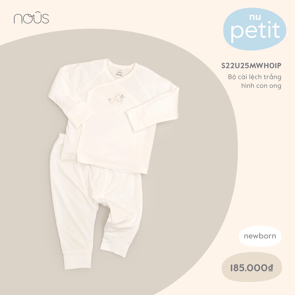 Bộ dài tay cài lệch sơ sinh, chất liệu pretty