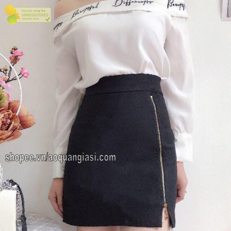 Chân váy kaki nữ tính xẻ đùi dây kéo mẫu e MT386 | BigBuy360 - bigbuy360.vn