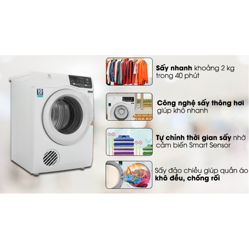 Máy sấy thông hơi Electrolux 8 Kg EDV805JQWA( Hàng mẫu trưng bày NEW Bảo hành chính hãng 2 năm)