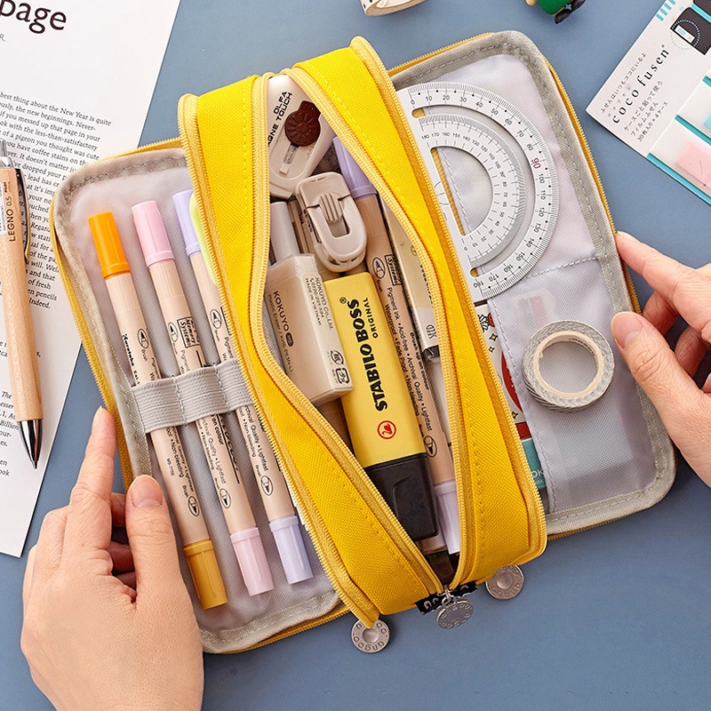 Hộp Đựng Bút Bằng Vải Canvas Sức Chứa Lớn Nhiều Ngăn Tiện Dụng