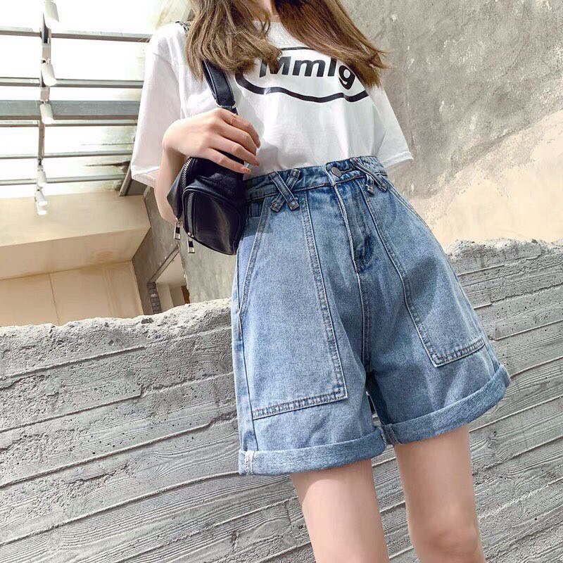 Quần Short Nữ Xanh Gấp Lai Hot Nhất