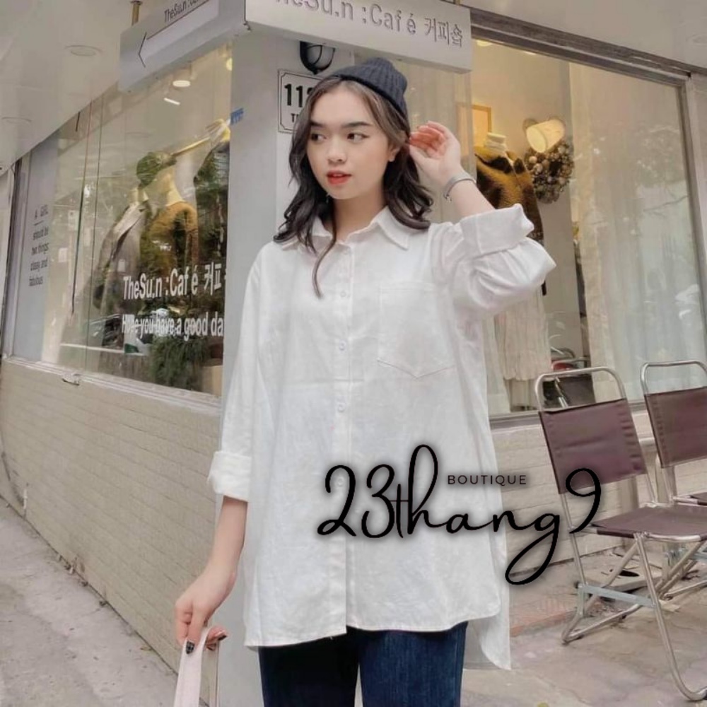 Áo sơ mi nữ áo sơ mi trắng form rộng tay dài chất thô cao cấp phong cách ulzzang hàn quốc công sở đi chơi đi làm
