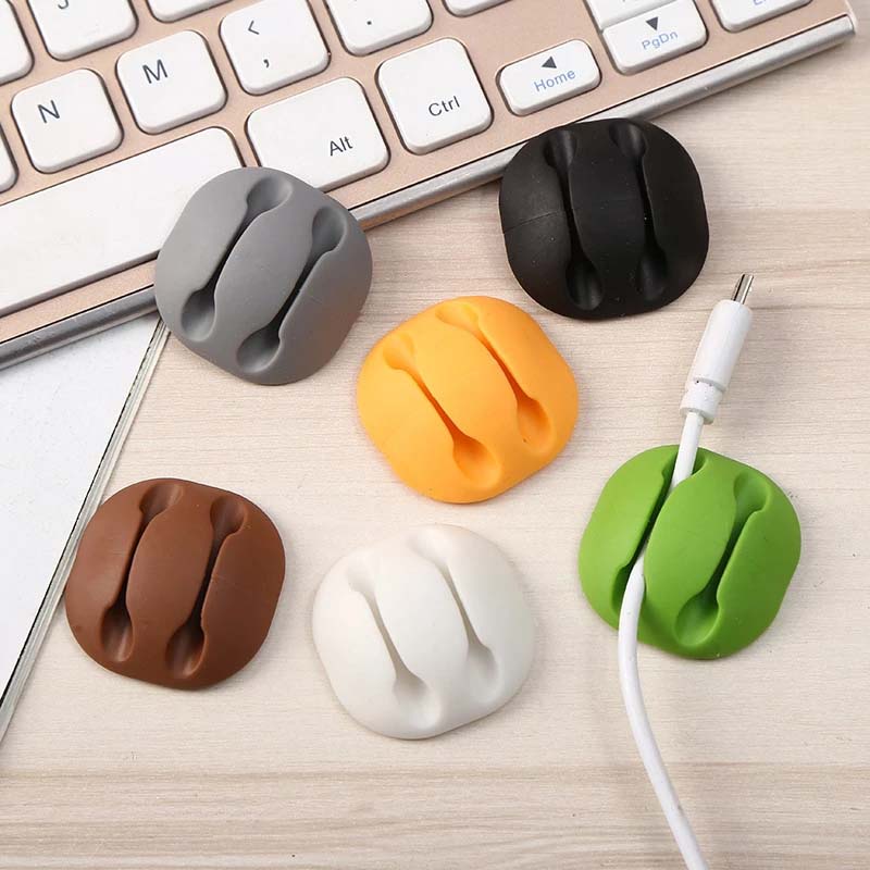 Phụ kiện bảo vệ dây cáp tai nghe bằng silicon 2 lỗ màu sắc ngẫu nhiên