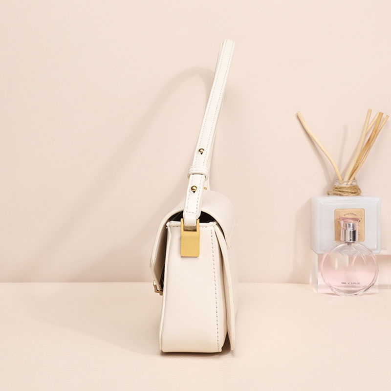 Túi Đeo Vai Một Bên Vai Có Khóa Hình Quạt Phong Cách niche Cổ Điển Dành Cho Bạn Nữ