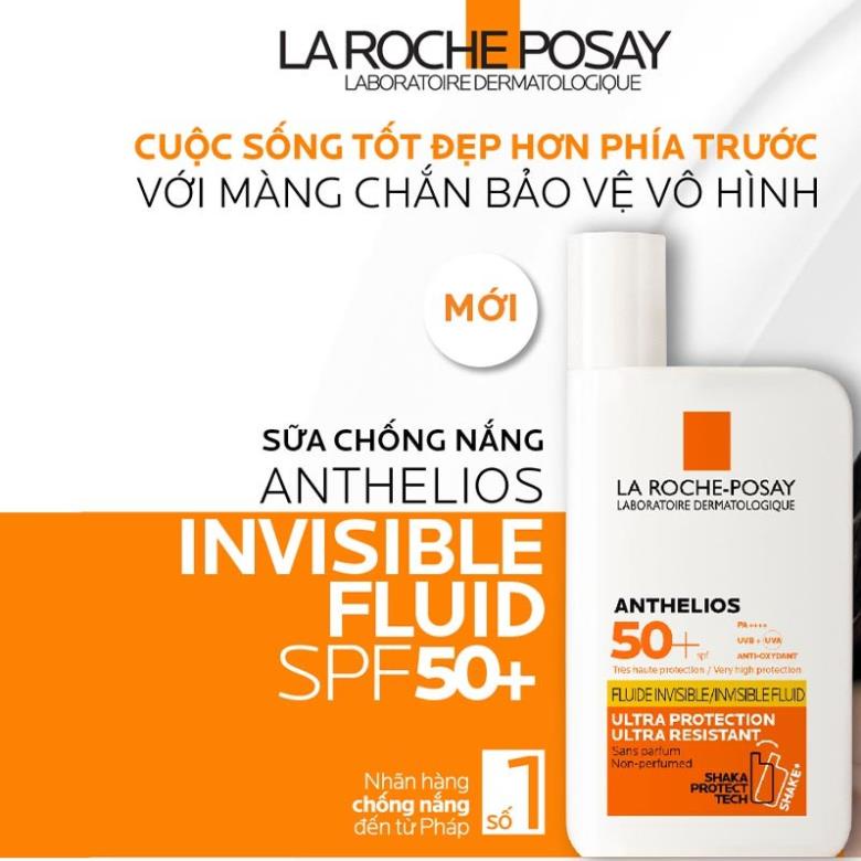 [Tặng Xịt Khoáng] Kem Chống Nắng La Roche Posay Anthelios Invisible Fluid SPF 50+ cho da khô nhạy cảm 50ml (Đủ Bill)