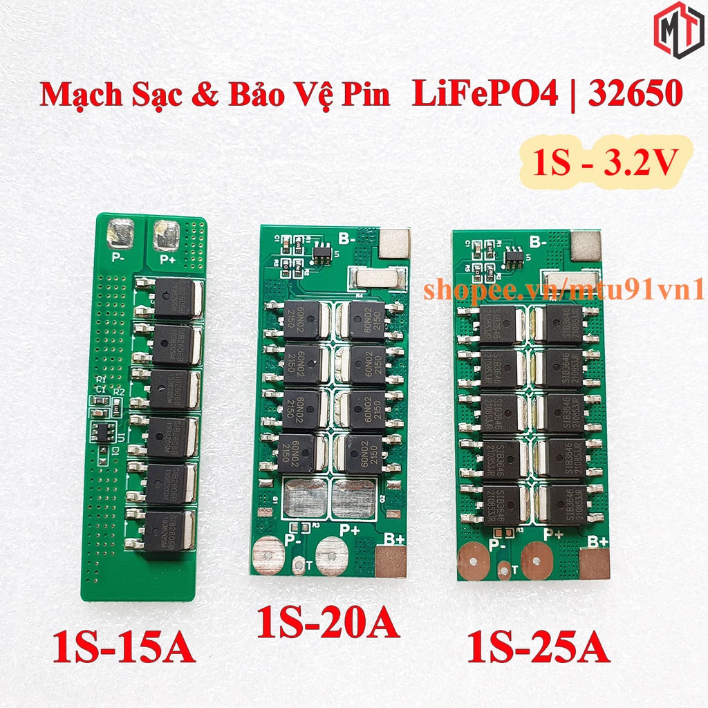 Mạch sạc và bảo vệ pin 1S 3.2V LiFePO4 - Sắt Photphat - 32650 - 15A -20A -25A