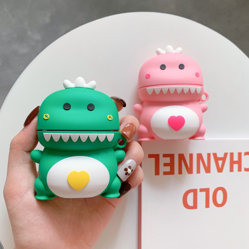 Vỏ bảo vệ hộp sạc tai nghe thích hợp cho Airpods 1 2 3 Pro bằng silicon họa tiết hoạt hình 3D dễ thương kèm móc tiện lợi