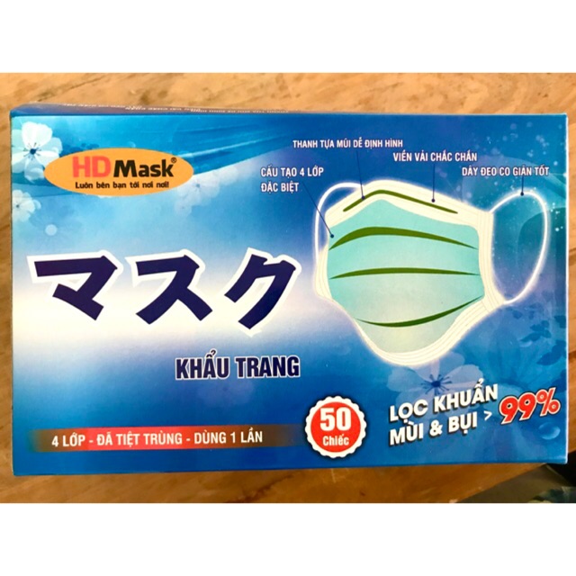 Hàng sẵn_Khẩu trang 4 lớp dày dặn HD Mask (hàng may viền)