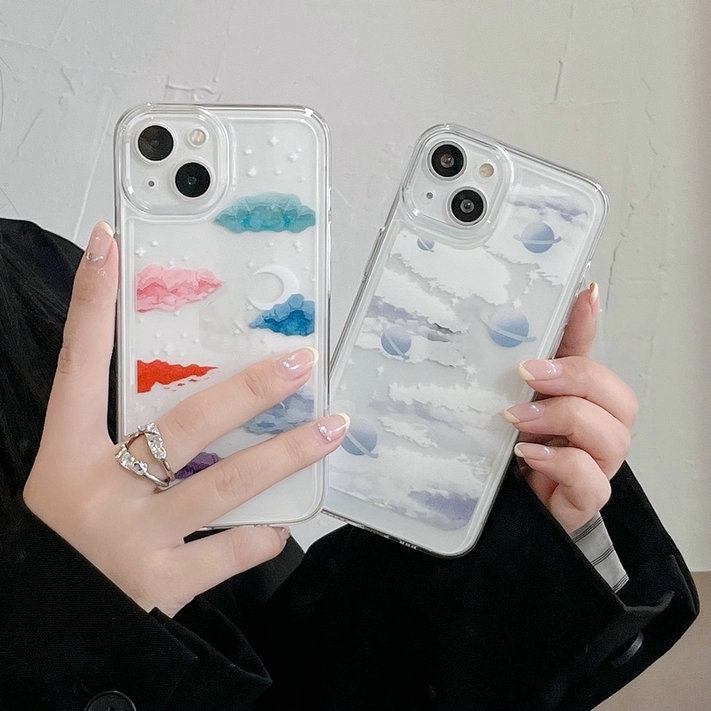 Vivo Y21 2021 Y33S Y21S Y21T Y20 Y20i Y20SG Y20S G Y12S 2021 Y12A Y17 Y15 Y12 U10 Y12i Y3S Y72 Y52 Y19 5G Y52S Y31S S1 X50 V15 V20 Pro Fine Hole Colorful Moon planet Clouds Space Case Clear Shockproof Soft Phone Back Cover JSCK 15