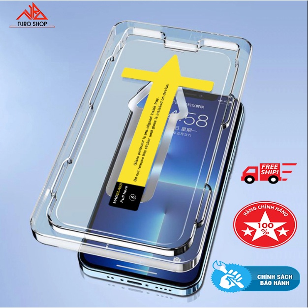 Kính Cường Lực IP Khung Dán Tự Động Siêu Dễ Dán, Viền Mỏng, Chống Bám Bụi Khi Dán