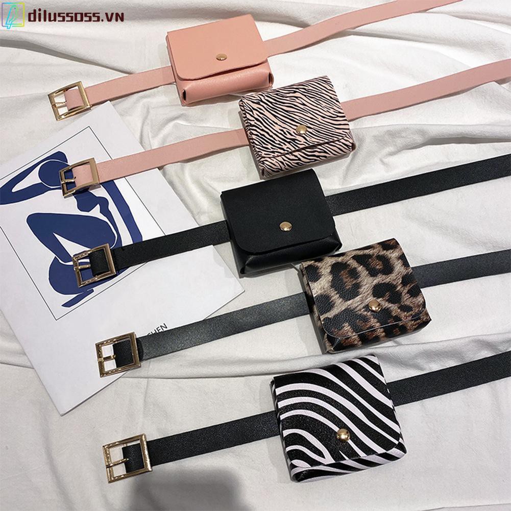 ví Túi thắt lưng Casual Women PU Mini Waist Fanny Bag Retro Animal Pattern Bum Money Pouches