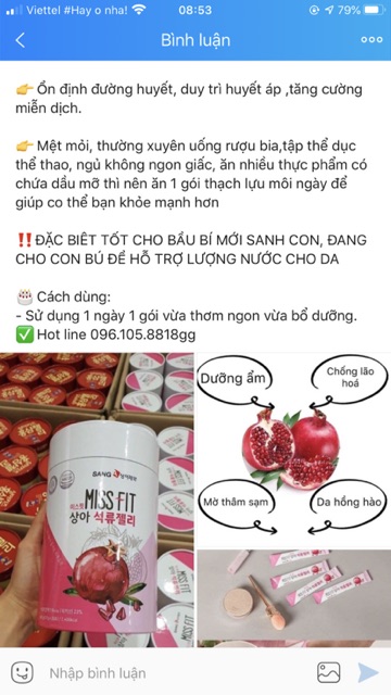 [HÀNG MỚI VỀ] Thạch Lựu bổ sung Collagen đẹp da Sanga Miss Fit (30 gói)