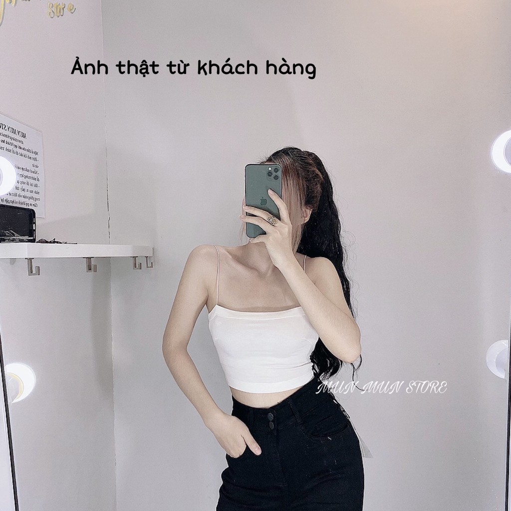 [𝑪𝒉𝒐 𝑲𝒊𝒆̂̉𝒎 𝑻𝒓𝒂 𝑯𝒂̀𝒏𝒈]Áo ống 2 dây from croptop MunMunStore chất liệu thun mềm mại co giãn mix với gì cũng xinh