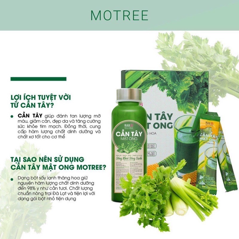 Bột Cần Tây Mật Ong MONTREE Giữ Dáng, Đẹp Da, Đào Thải Mỡ Thừa