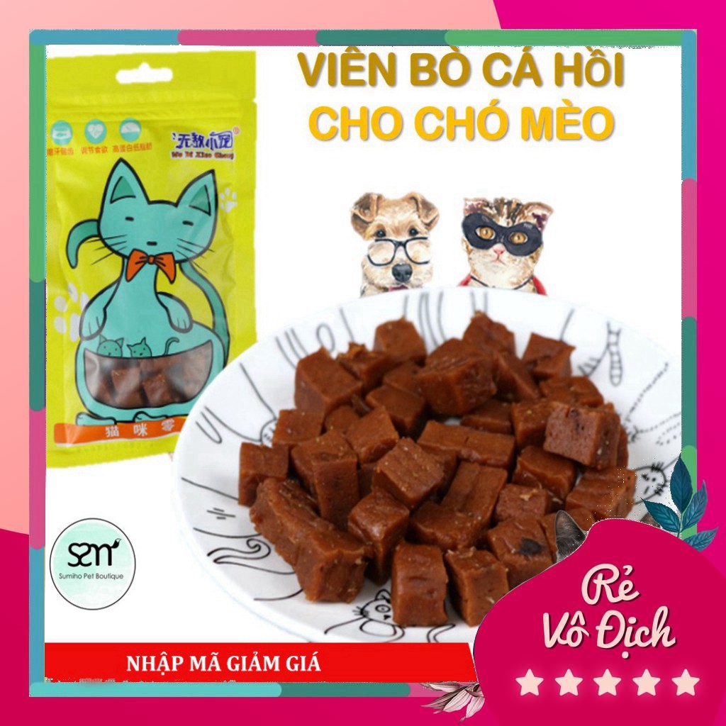 Bánh thưởng cho mèo Sumiho (Viên cá hồi thịt bò) túi 100gr - Phù hợp mọi loại mèo
