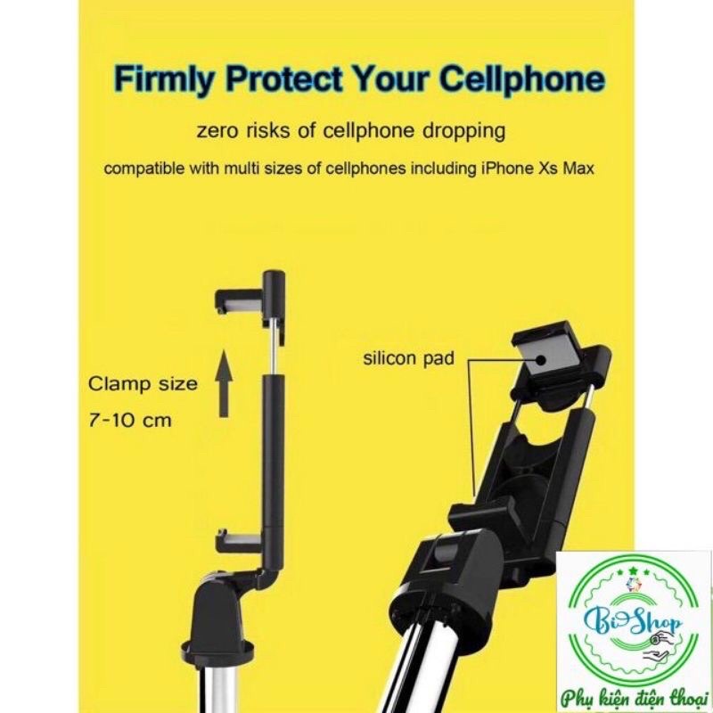 Gậy chụp hình ( selfie)  kiêm Tripod 3 chân + Nút bluetooth K07 chính hãng