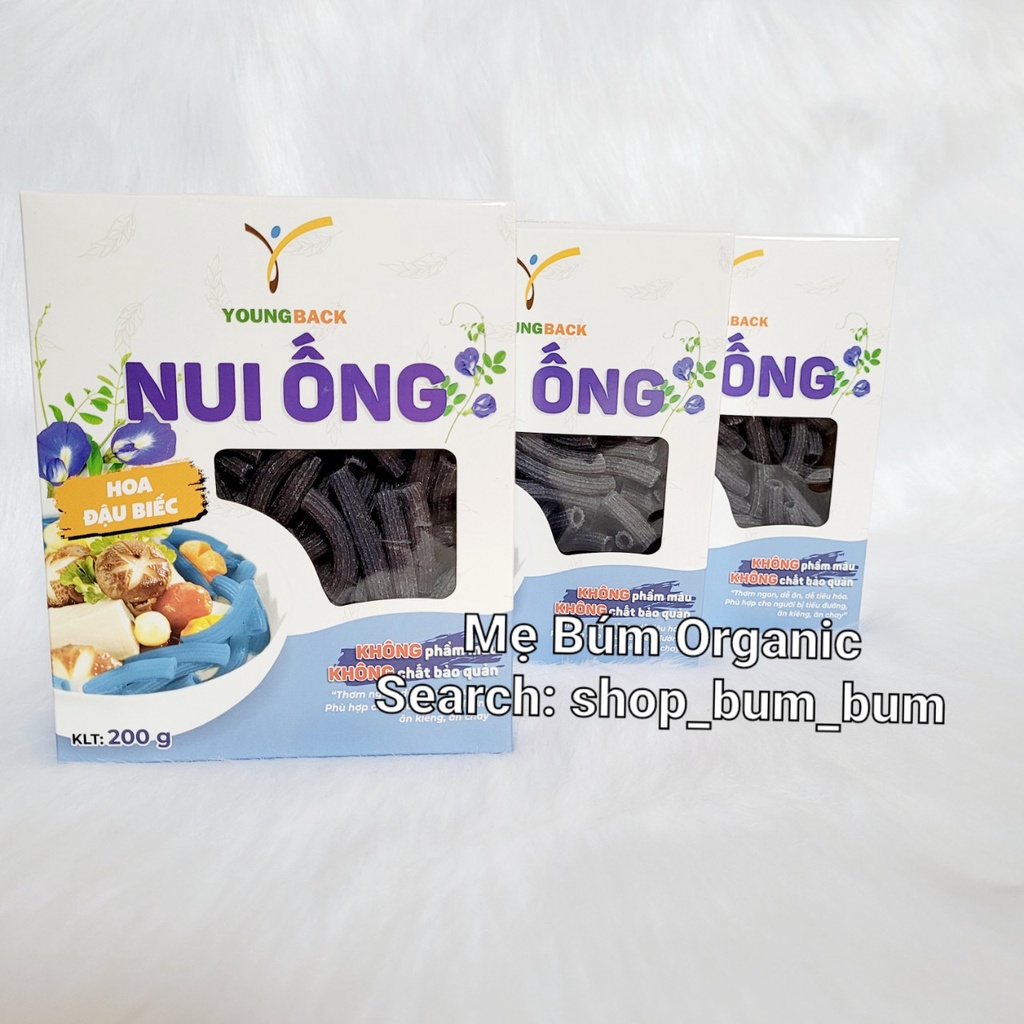 [HCM giao hỏa tốc] Combo 5 hộp Nui Gạo Lứt Hoa Đậu Biếc Youngback - mỗi hộp 200g - Màu sắc đẹp mắt và giàu dinh dưỡng