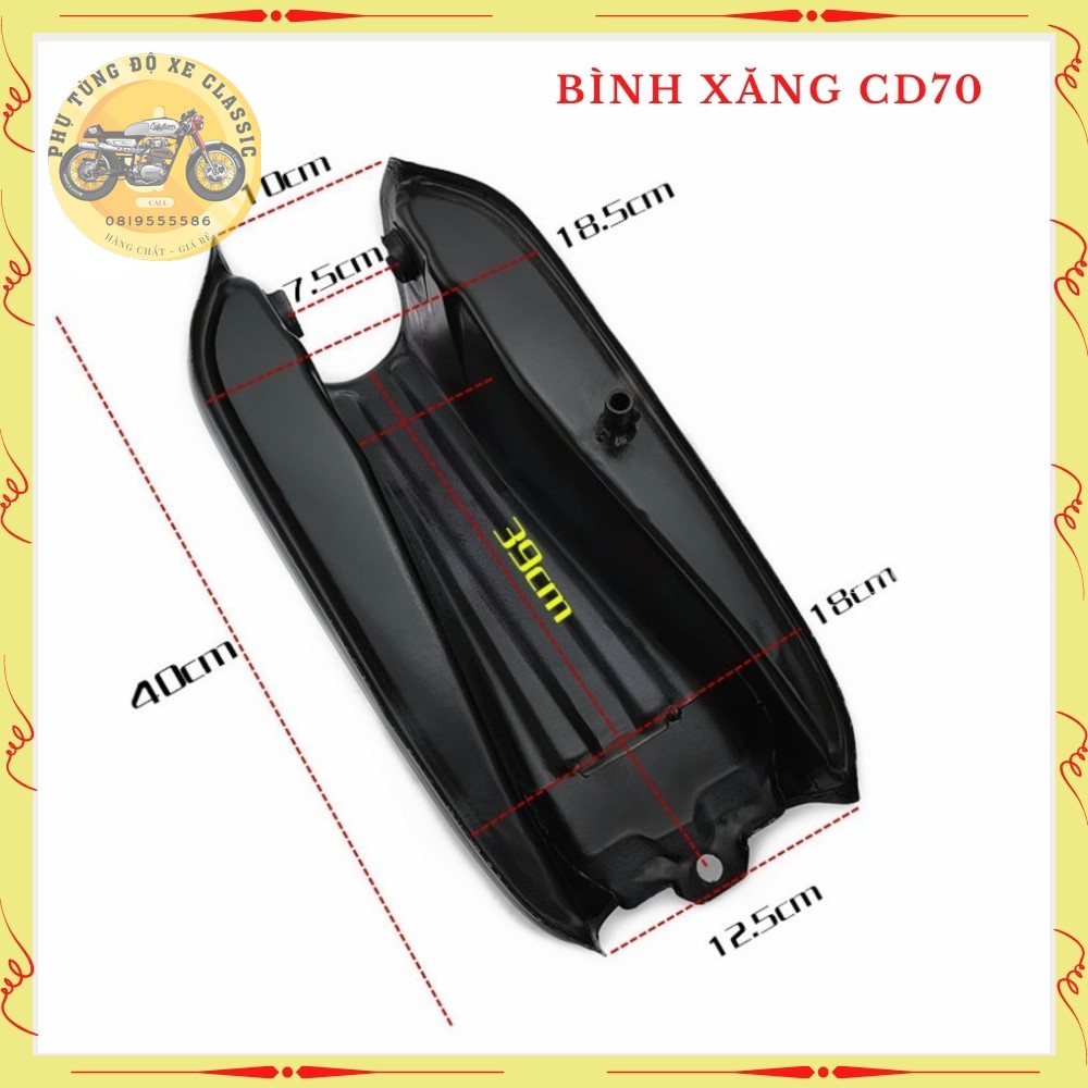 Bình xăng lớn độ xe máy Cafe racer Classic Tracker win 67  Bình xăng độ Honda CD70 CD90