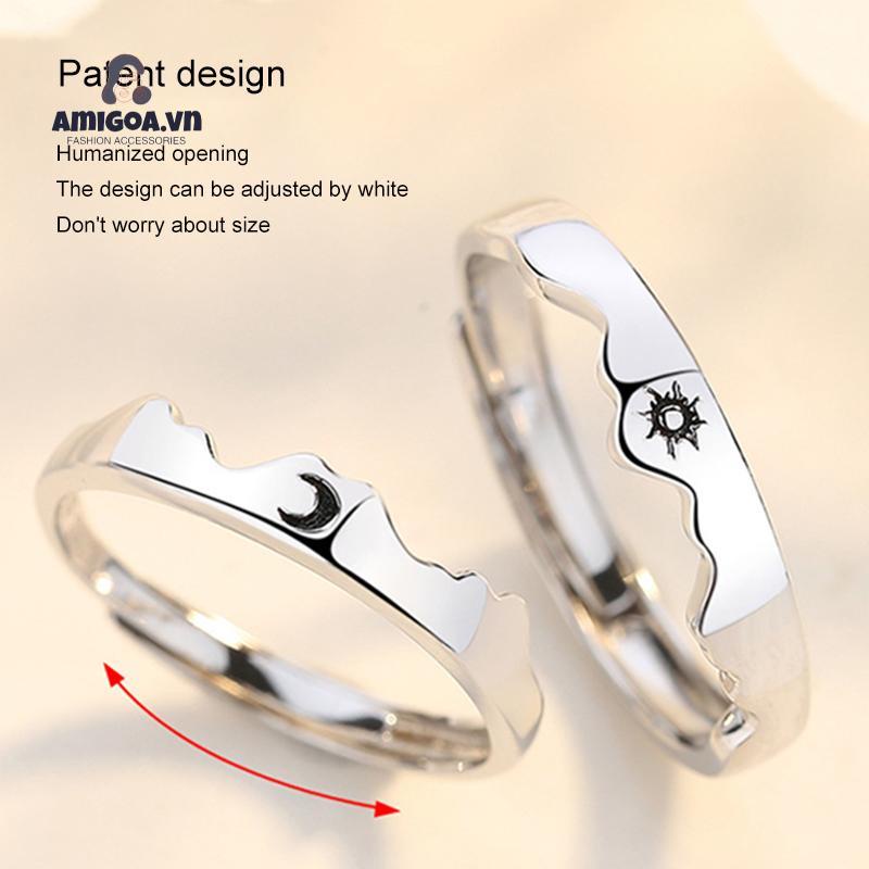 ✨✨Nhẫn hở họa tiết mặt trăng ngôi sao dáng mảnh dễ thương thanh lịch đơn giản phong cách vintage cho cặp đôi