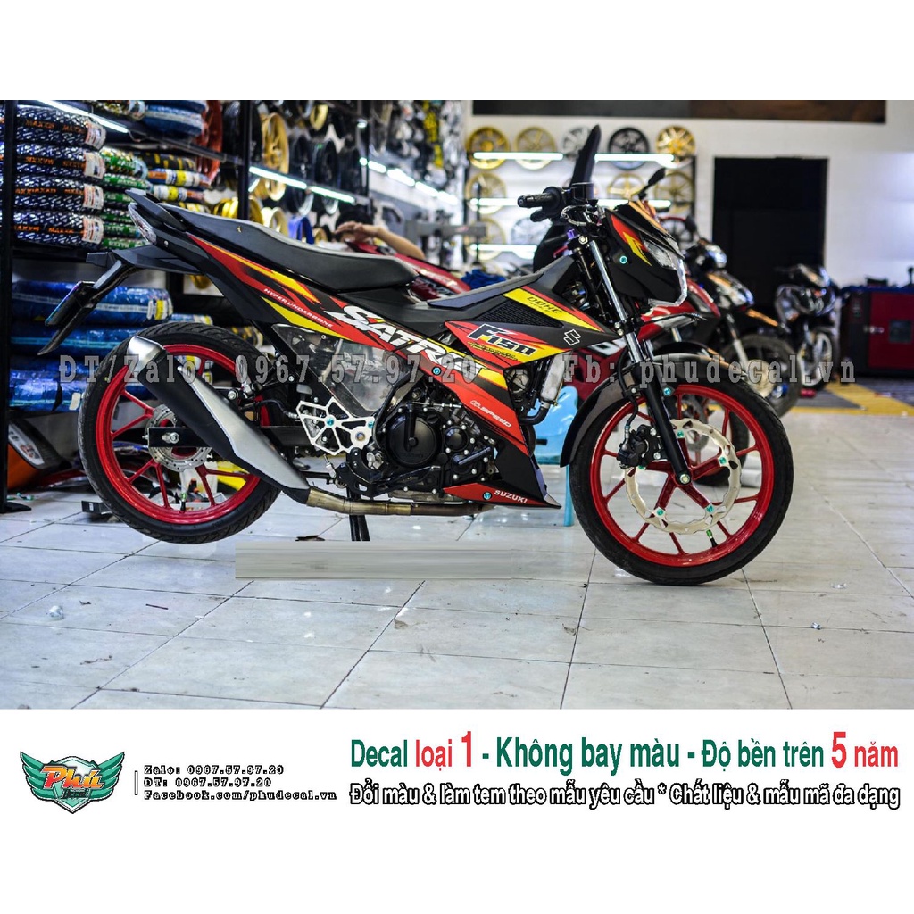 Tem rời xe Satria đen đỏ (A)