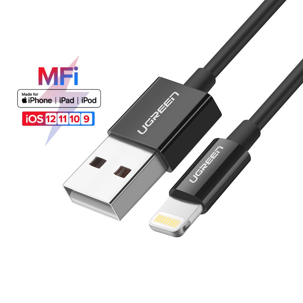 Cáp sạc USB A to Lightning Ugreen US155 đạt chuẩn MFi | Sạc nhanh | Tốc độ truyền 480Mbps | Bảo Hành 1 đổi 1 18 tháng |