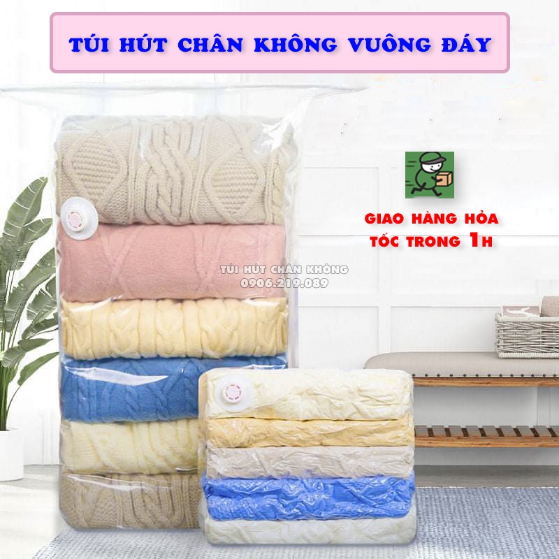 Túi Hút Chân Không Vuông Đáy Ép Tay Hoặc Dùng Bơm Siêu Rộng Tiết Kiệm Không Gian Chống Ẩm Mốc