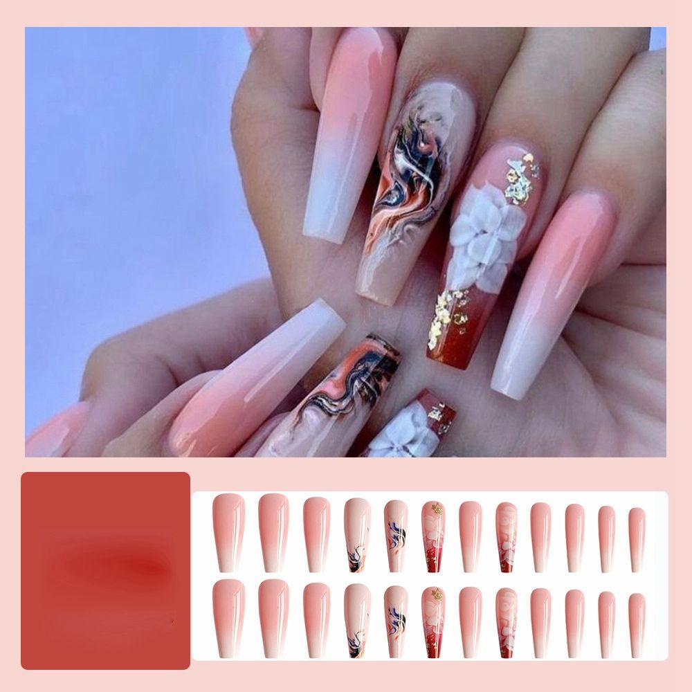 Hộp 24 Bông Hoa Hồng Xinh Xắn|Móng Tay Giả Hình Bướm Xinh Xắn