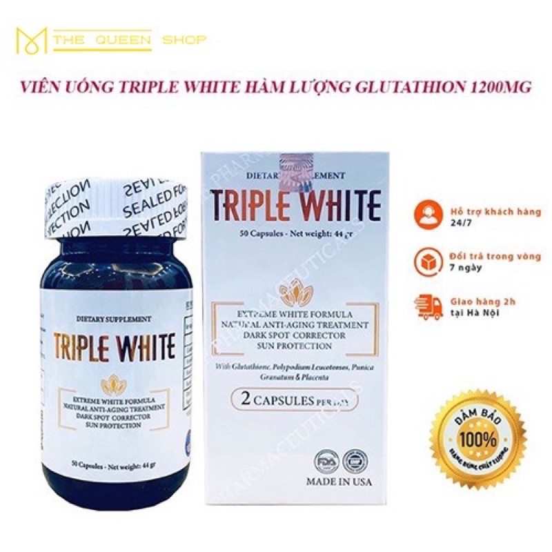 (3/2025) Viên uống trắng da chống nắng triple white nhập khẩu chính ngạch từ mỹ