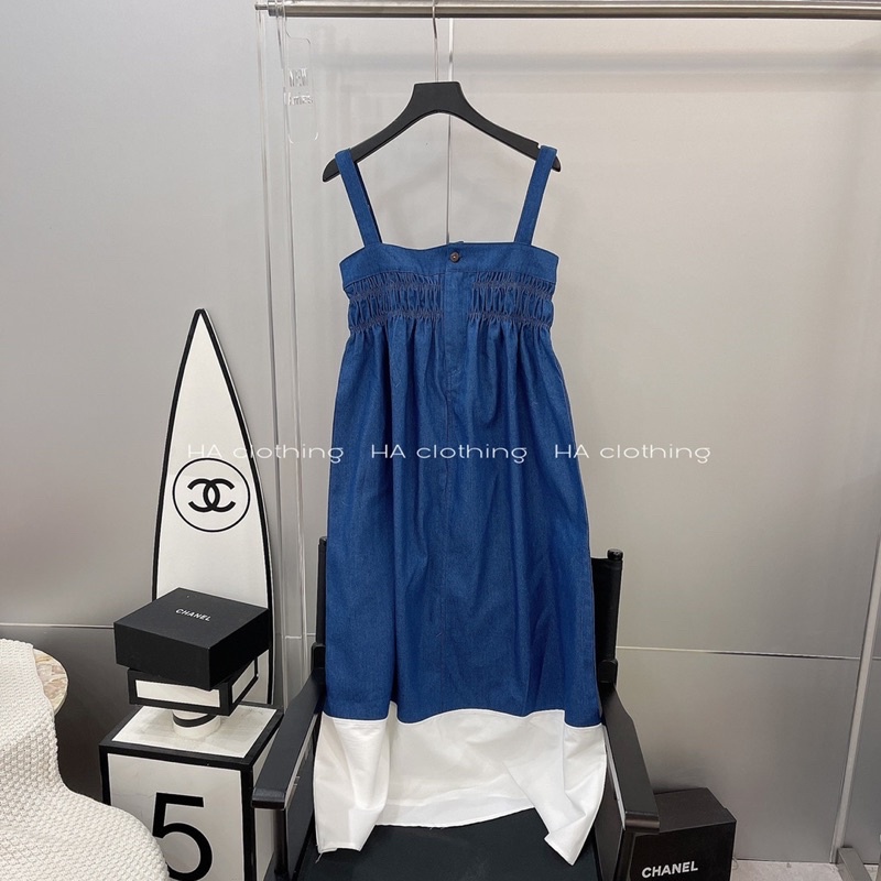 Váy maxi bò mềm chun ngực
