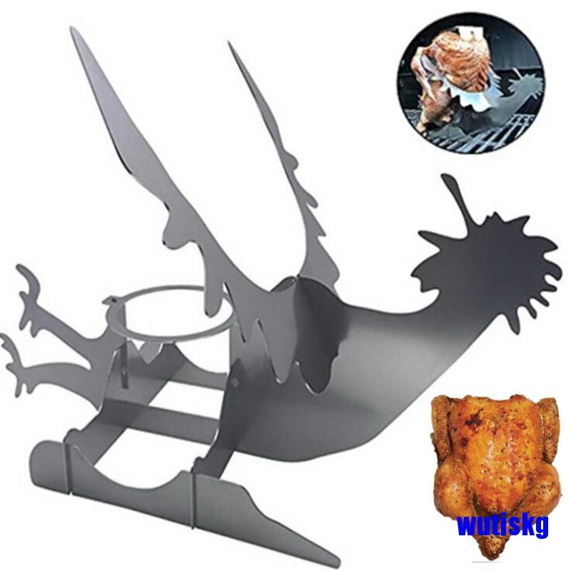 [COD]Chicken Stand Beer American Motorcycle BBQ Stainless Steel Rack Camping Tool