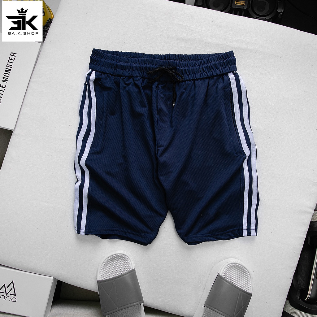 Quần thể thao nam ,quần đùi nam chất liệu kim cương thoáng mát phối kẻ 3 sọc cực đẹp  cho mùa hè