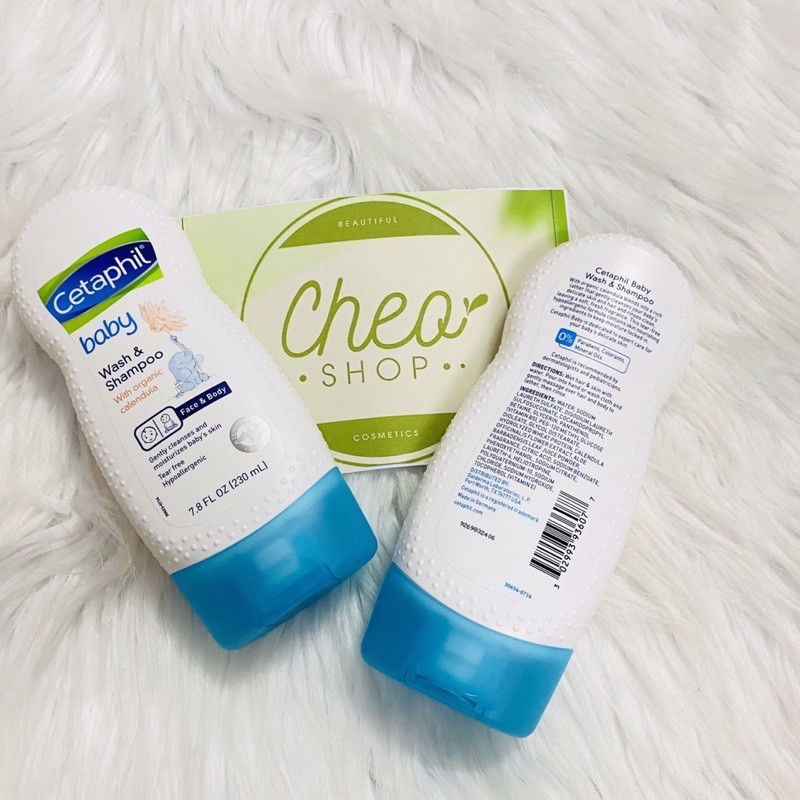 Sữa tắm gội Cetaphil (nội địa Mỹ) dưỡng ẩm cho bé 230ml - voi cầm bông hoa
