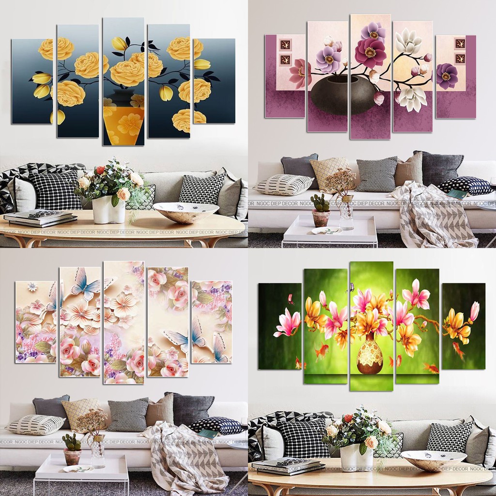 [SALE] bộ 5 tranh treo tường, tranh phòng khách, tranh 3D tuyệt đẹp loại 1 giá rẻ 30x60|80|90 [HOT] | BigBuy360 - bigbuy360.vn