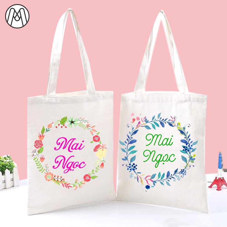 Túi vải canvas tote genz trơn đeo vai đi học giá rẻ in hình theo yêu cầu chất vải mềm mịn dày dặn