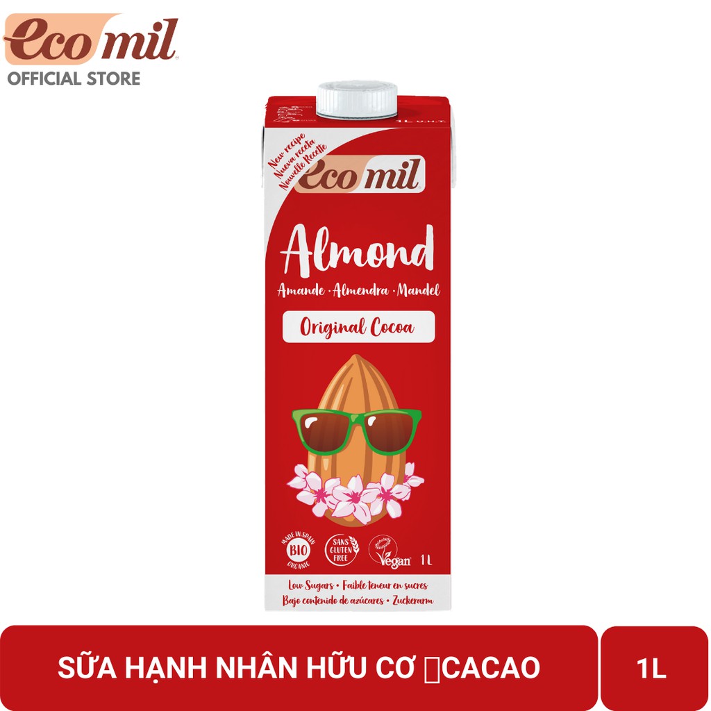 Sữa Hạt Hạnh Nhân Cacao Hữu Cơ Ecomil (1L) - Organic Almond Milk Cocoa Bio (1L)