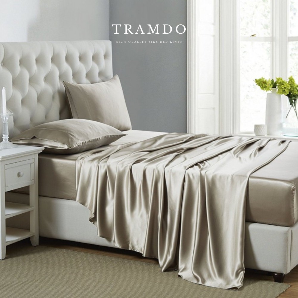 Bộ Chăn Ga Gối Lụa Cao Cấp NITE9SILK TRAMDO BEDDING Màu Vàng Champagne