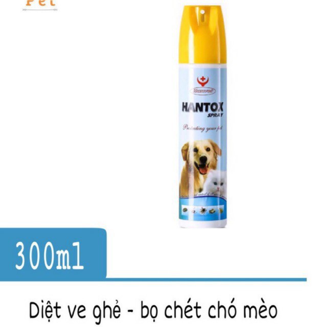 HANTOX dạng xịt 300ml - Thuốc trị ve, ghẻ, chấy, rận, bọ chét trên chó mèo - Ladiep 310b