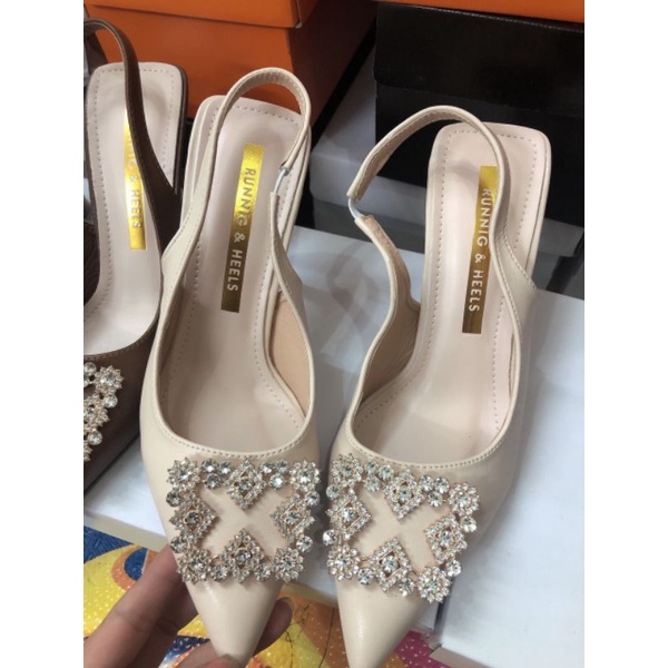 Cao Gót Đính Đá Da Nì Sang Chảnh