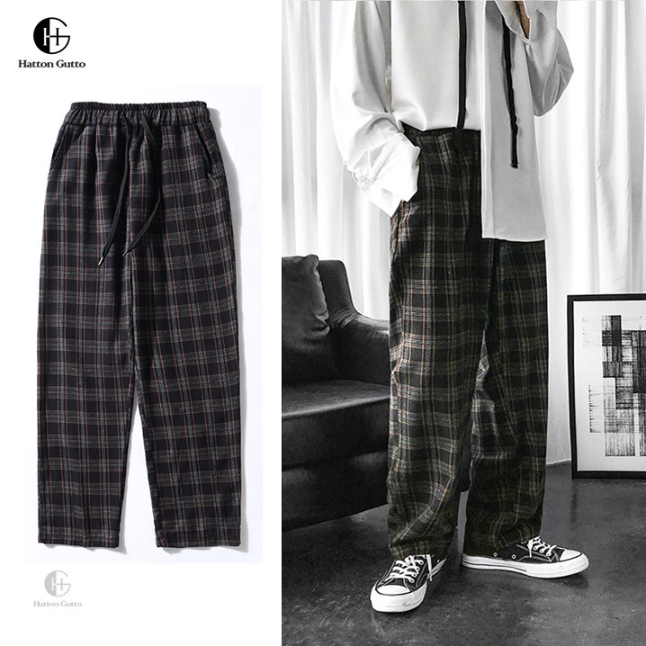 Hatton Gutto Quần Dài Nam Ca Rô Ca Rô Seluar Lelaki