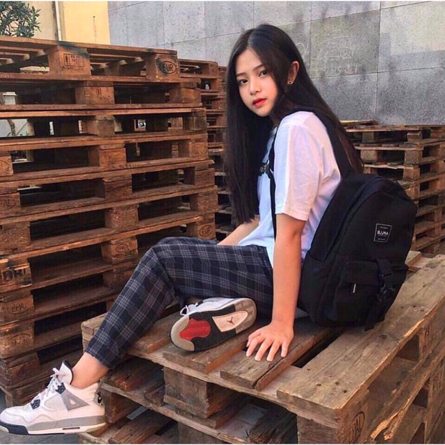 Quần baggy caro nữ