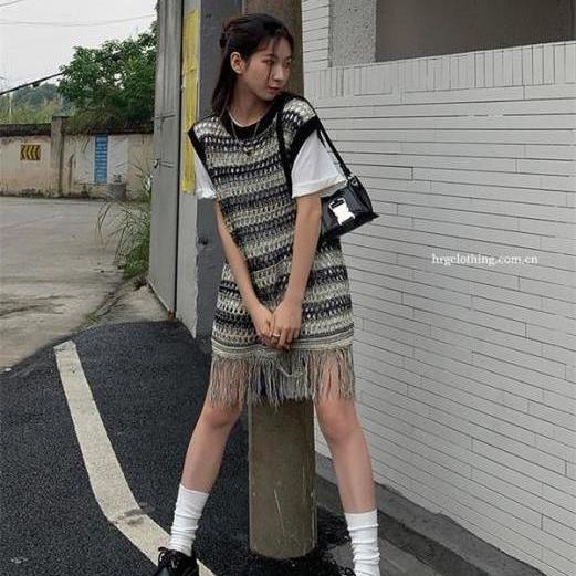 Áo Nữ Dệt Kim Không Tay Họa Tiết Sọc Ngang Thời Trang