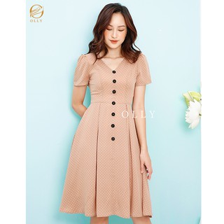 Đầm chấm bi tay lỡ OLLY_OV19.005