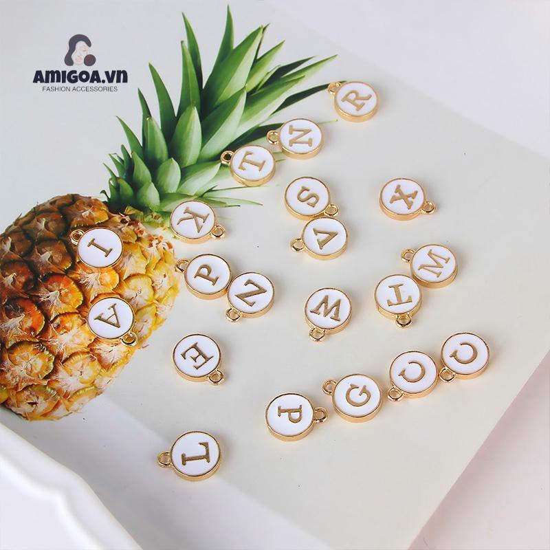 ✨✨1 Mặt Dây Chuyền Hợp Kim Hai Mặt Hình Chữ Cái DIY